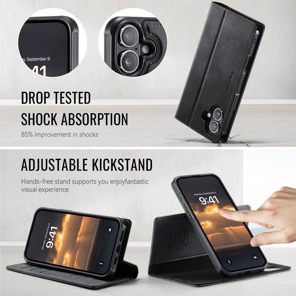 CaseMe iPhone 17 Kotelo C49 Series Musta