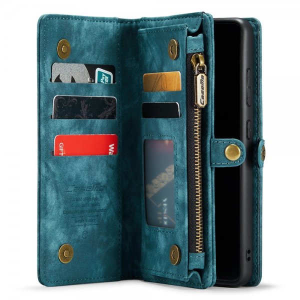CaseMe Samsung Galaxy S22 -lompakkokotelo 008 Series, irrotettava kuori, petroli