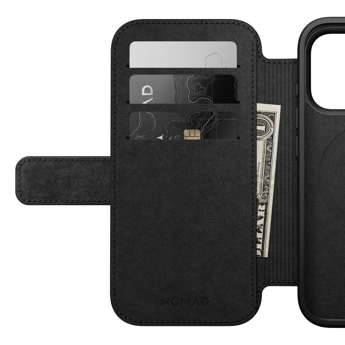 Nomad iPhone 17 Pro/iPhone 18 Pro Kotelo Modern Leather Folio Musta
