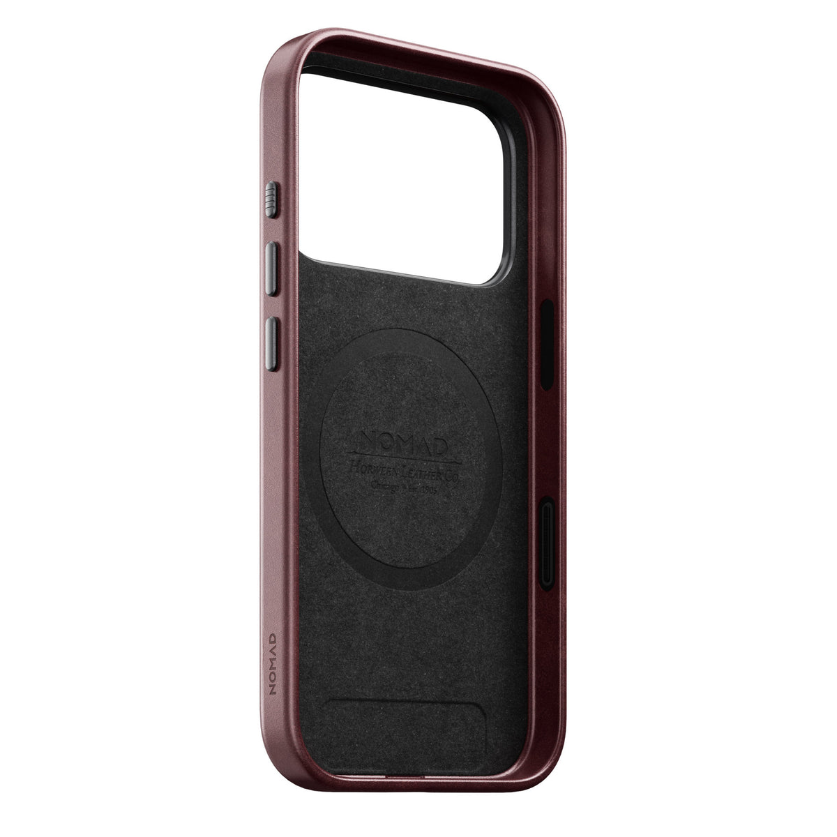 Nomad iPhone 17 Pro/iPhone 18 Pro -kuori Traditional Leather Case Horween Burgundy