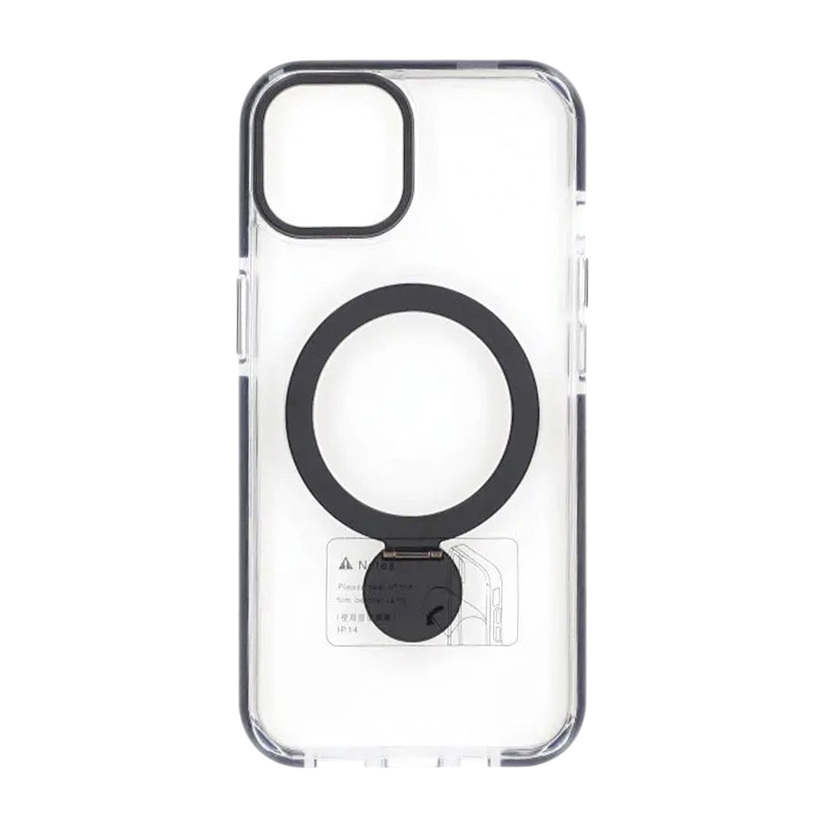 iPhone 13/14 Kuori Rengasteline MagSafe Kirkas Musta