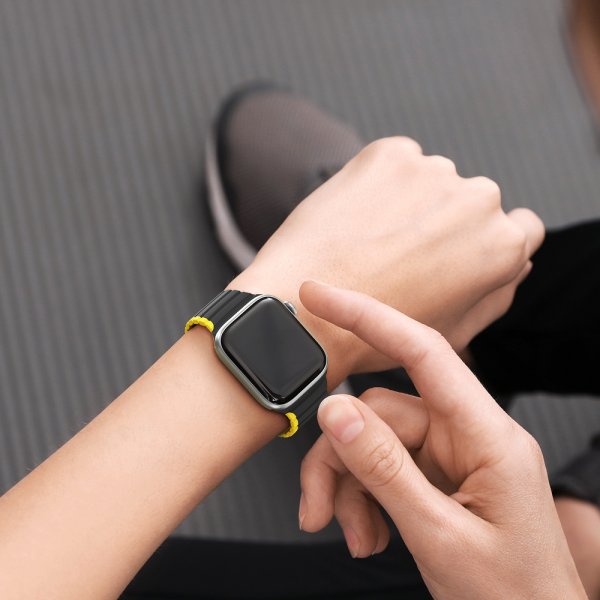 Dux Ducis Apple Watch 38/40/41/42mm ranneke LD Series, musta/keltainen