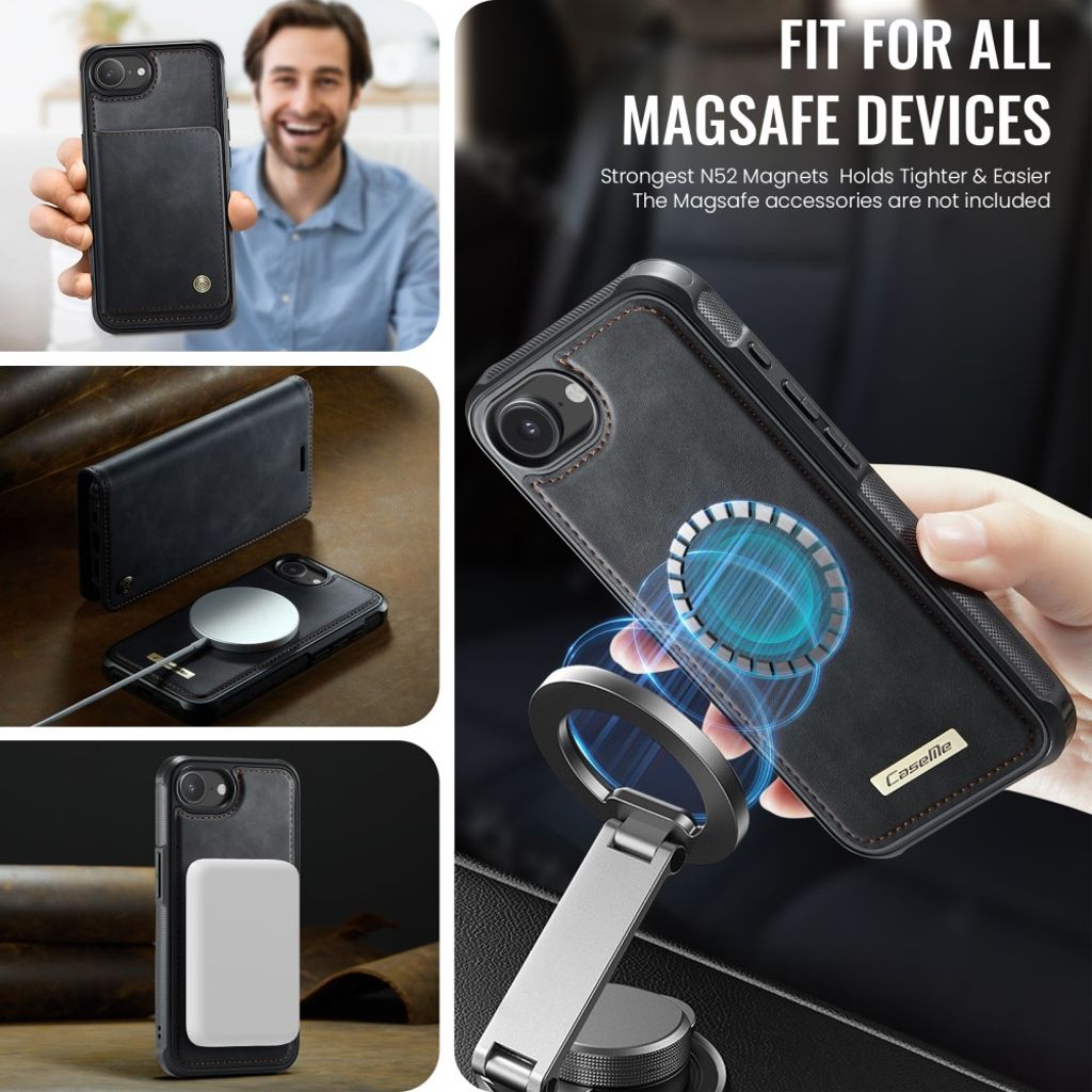 CaseMe iPhone 16e/iPhone 17e Kotelo C49 Series Musta