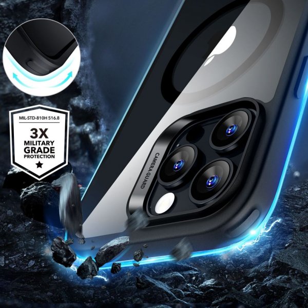 ESR iPhone 16 Pro -kuori ja näytönsuoja Classic Hybrid MagSafe Set Musta Läpinäkyvä