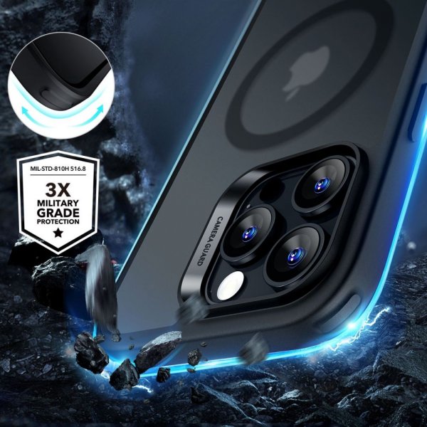 ESR iPhone 16 Pro Max -kuori ja näytönsuoja Classic Hybrid MagSafe Set mattamusta