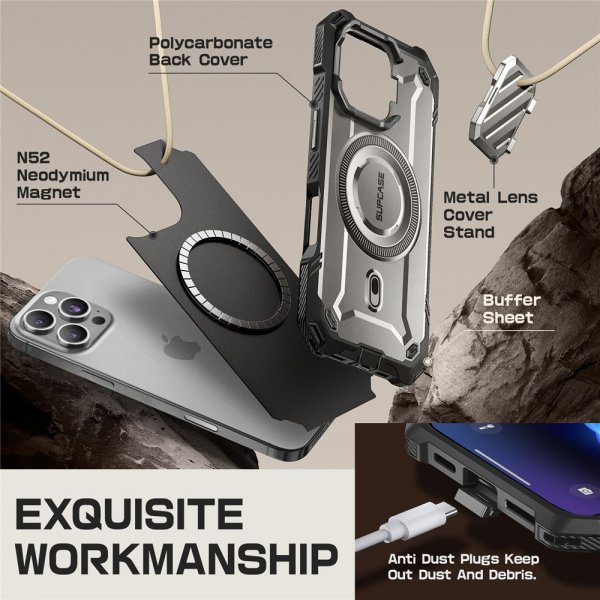 Supcase iPhone 16 Pro Max Kuori UB Mag XT Harmaa