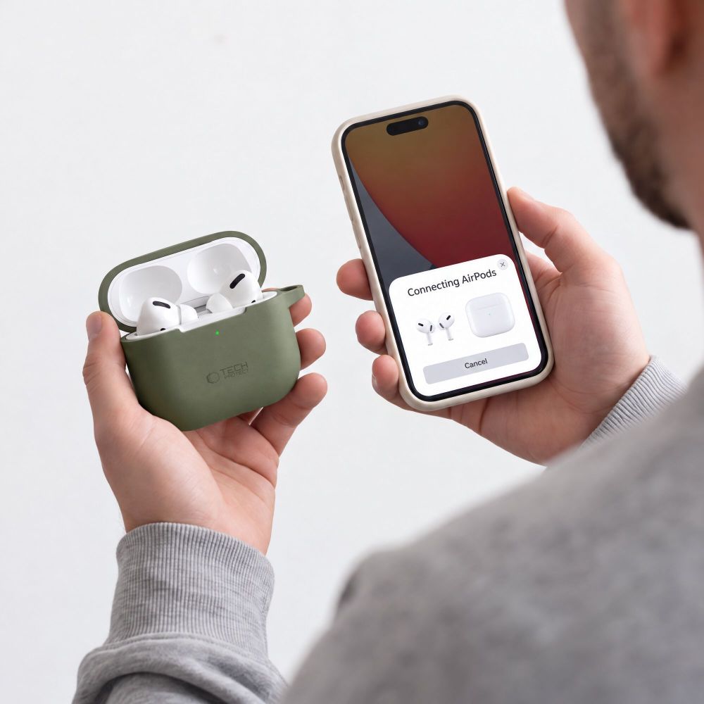 Tech-Protect AirPods 4 Kuori Silicone Hook Vihreä