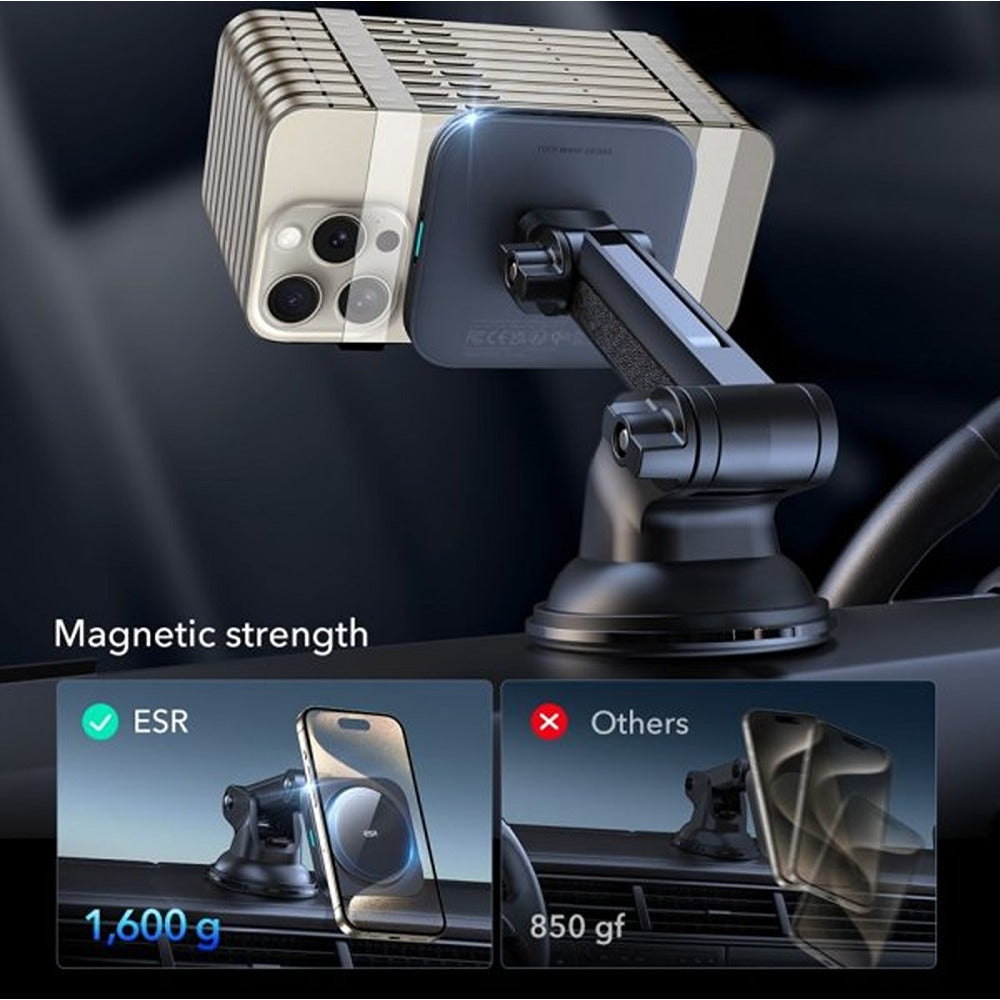 ESR Autoteline Qi2 Kojelauta Langaton Autolaturi HaloLock Musta