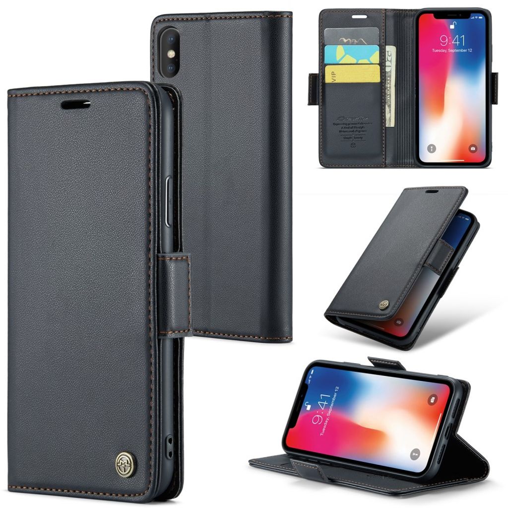 CaseMe iPhone Xs Max Kotelo 023 Series Musta