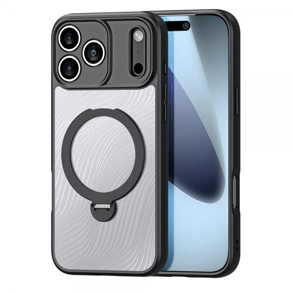 Dux Ducis iPhone 17 Pro -kuori Aimo Series MagSafe-tukijalalla, musta