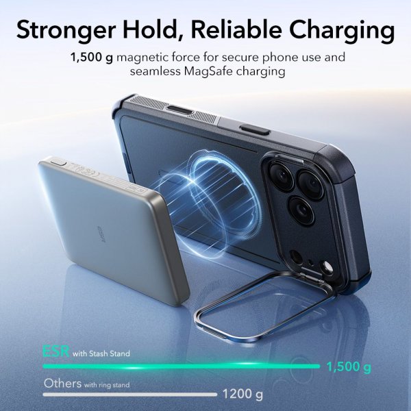 ESR iPhone 17 Pro Max Kuori Cyber Tough Kickstand MagSafe Musta