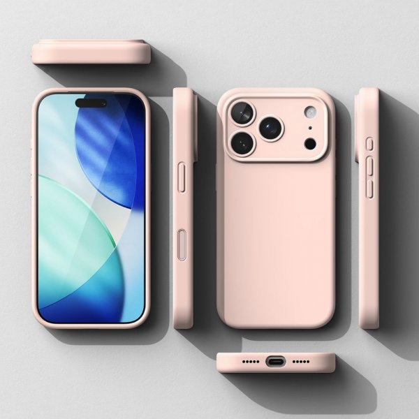 Ringke iPhone 17 Pro Silikonikuori Magneettinen Hiekanroosa