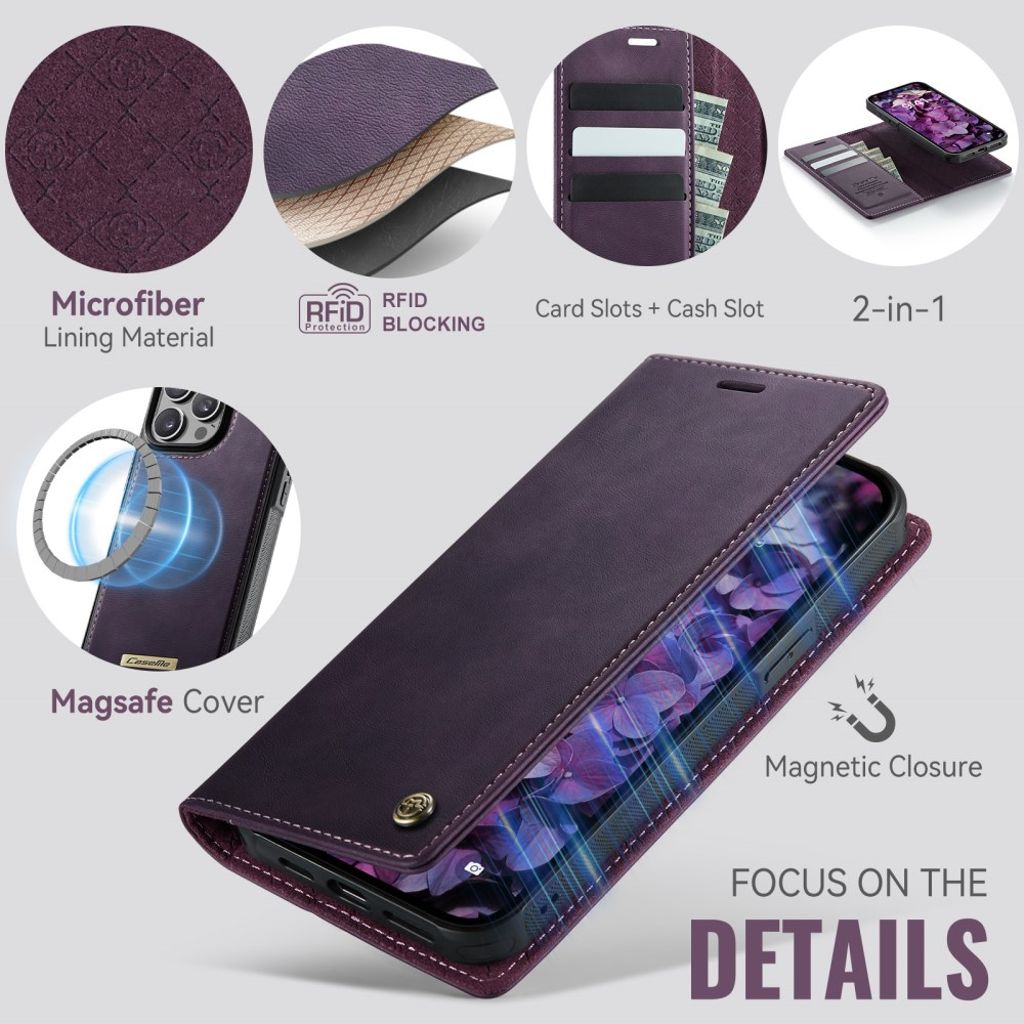 CaseMe iPhone 15 Pro Max Kotelo C49 Series Violetti