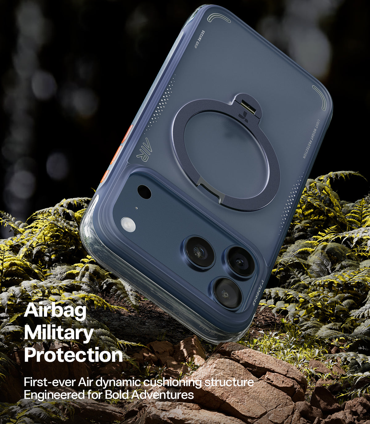 Torras iPhone 17 Pro Kuori Ostand Q3 Air Deep Blue