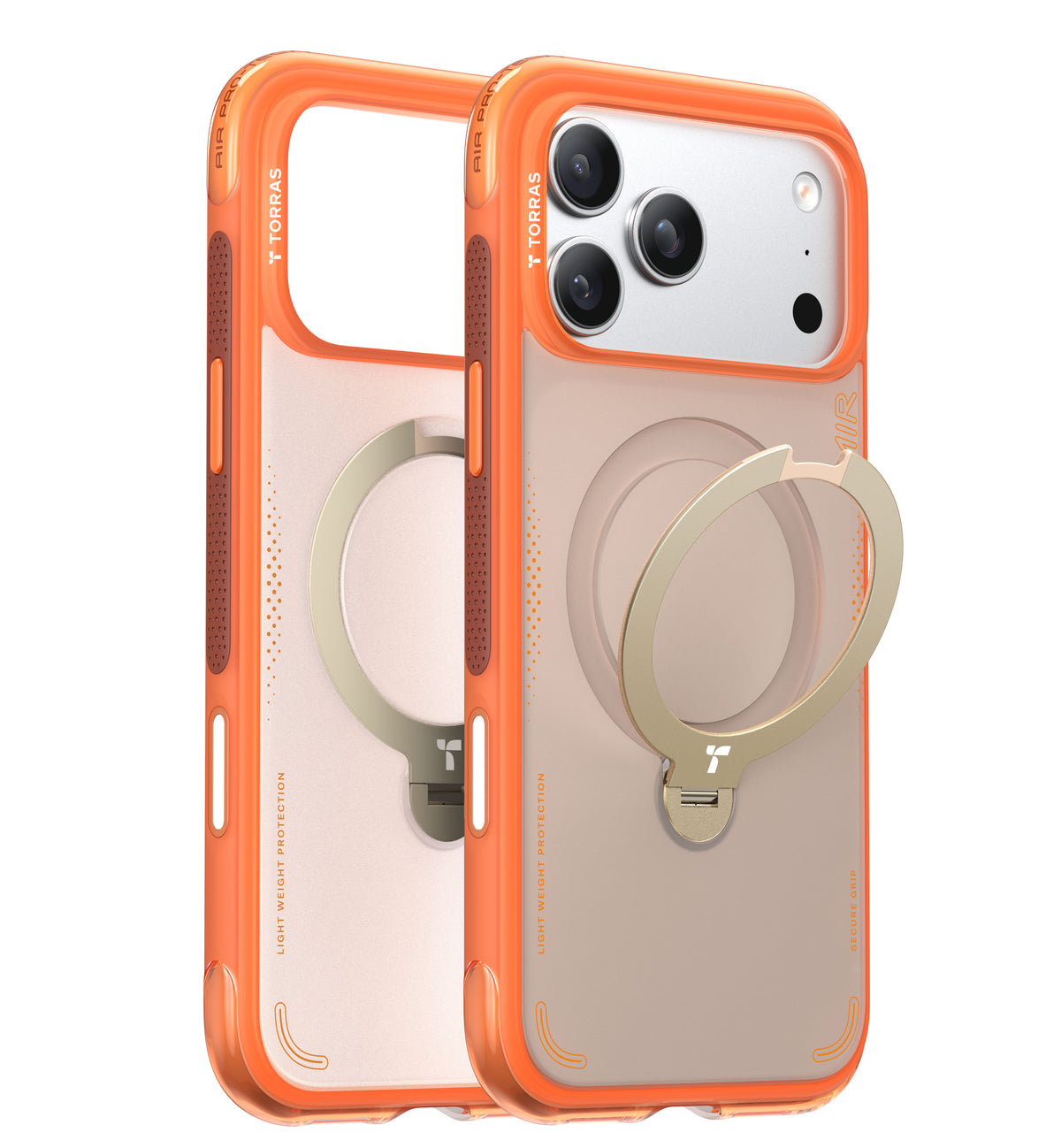 Torras iPhone 17 Pro Max Kuori Ostand Q3 Air Energy Oranssi