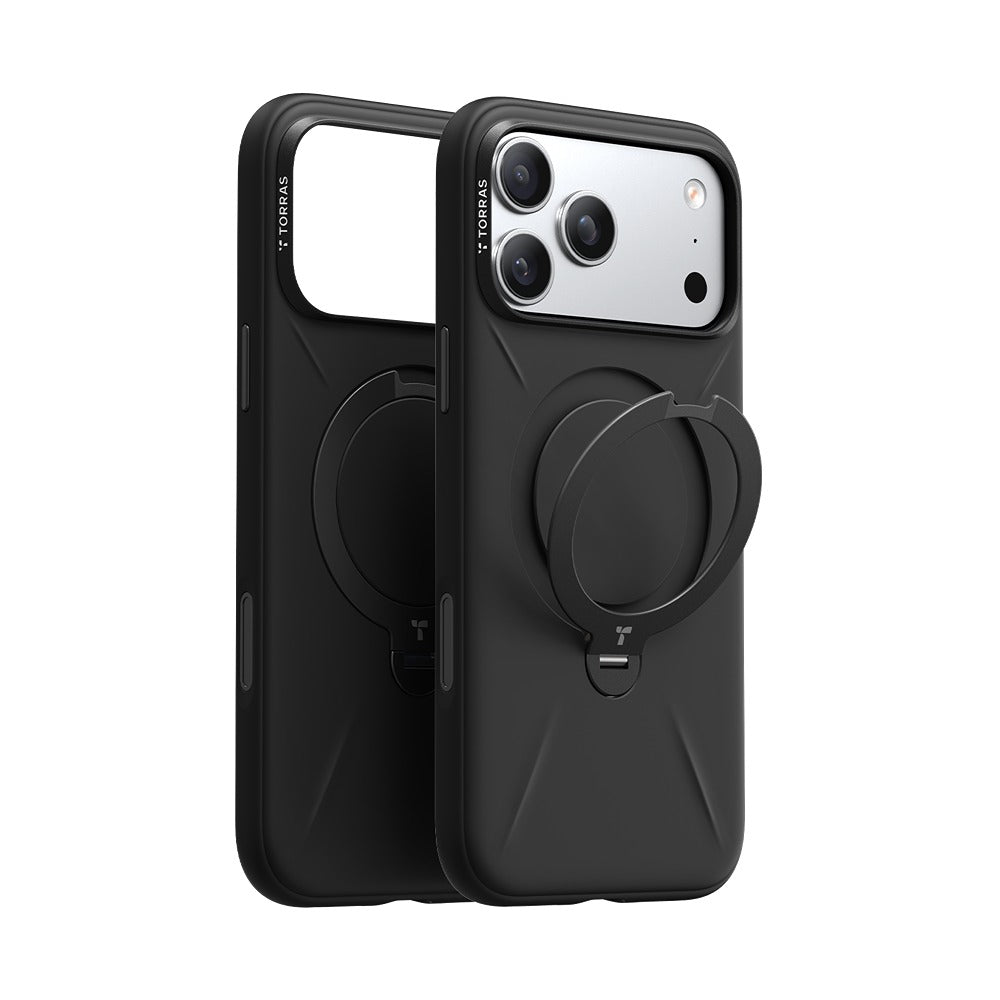 Torras iPhone 17 Pro Kuori Ostand Q3 Silicone Obsidian Black