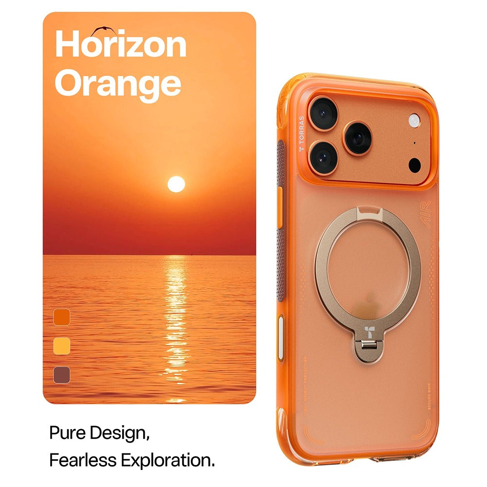 Torras iPhone 17 Pro Max Kuori Ostand Q3 Air Energy Oranssi