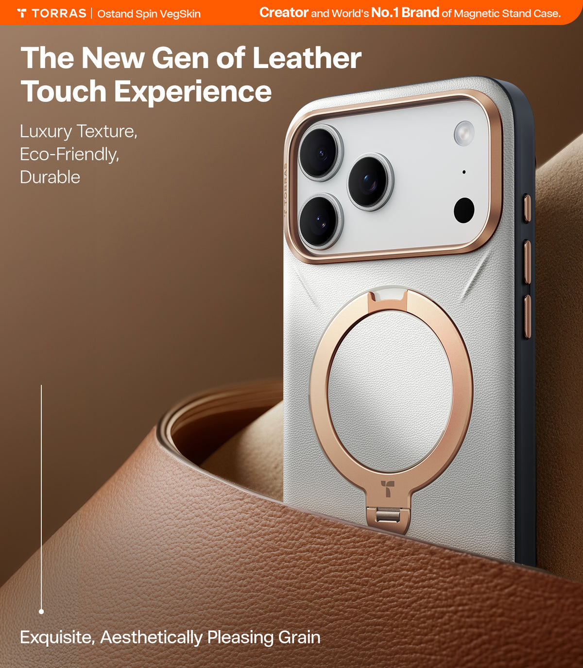 Torras iPhone 17 Pro Max Kuori Ostand Q3 Vegskin Pearl Gray
