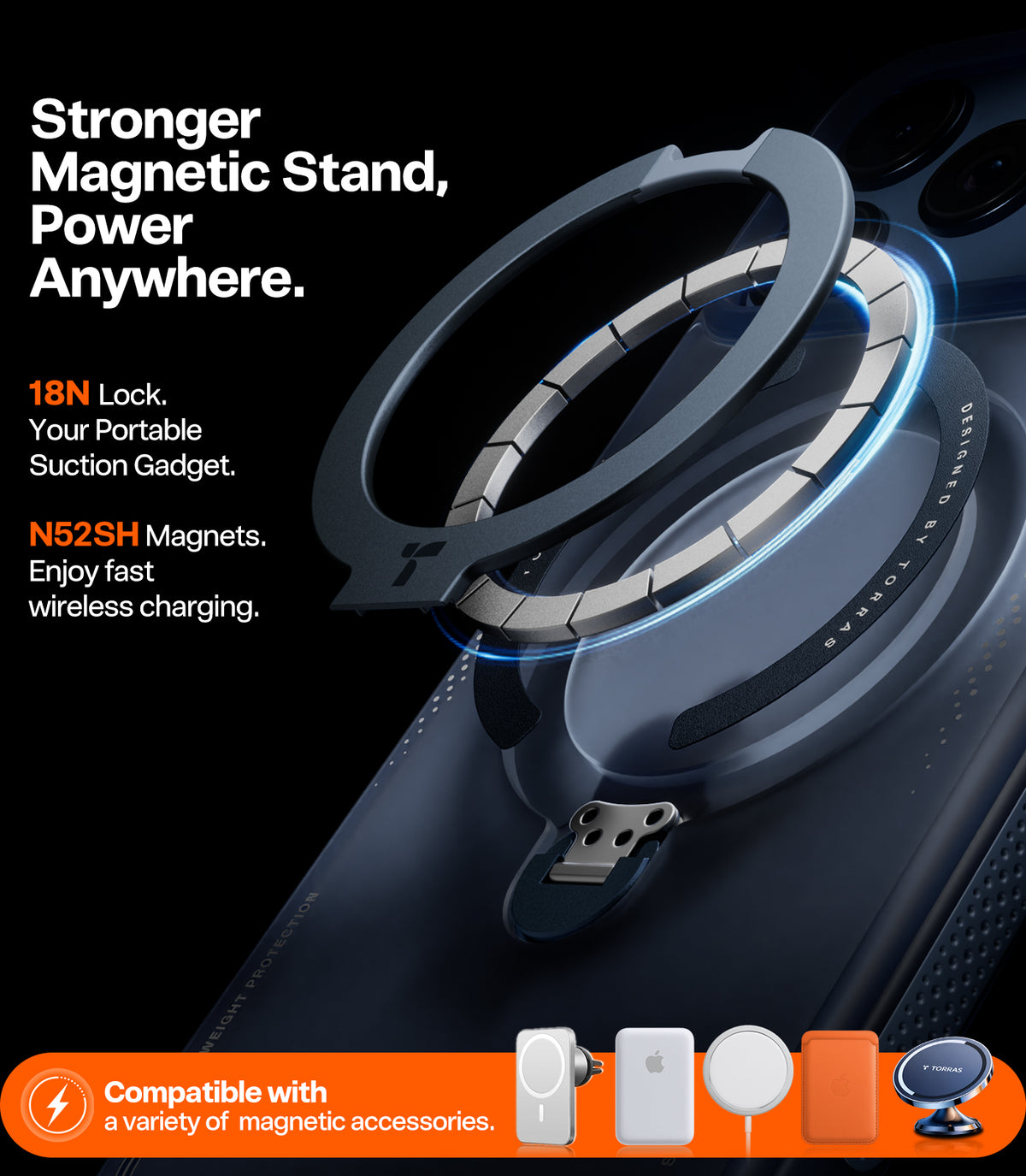 Torras iPhone 17 Pro Max Kuori Ostand Q3 Air Deep Blue