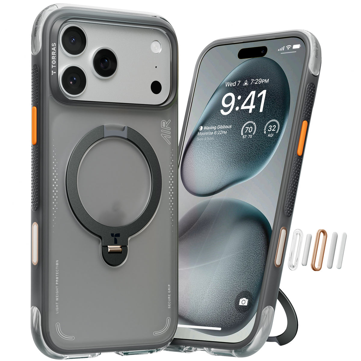 Torras iPhone 17 Pro Max Kuori Ostand Q3 Air Shadow Black