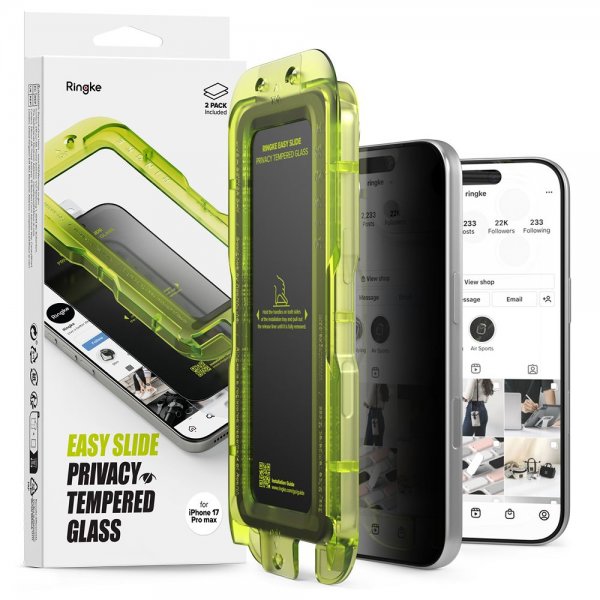 Ringke iPhone 17 Pro Max Näytönsuoja Easy Slide Privacy 2 kpl