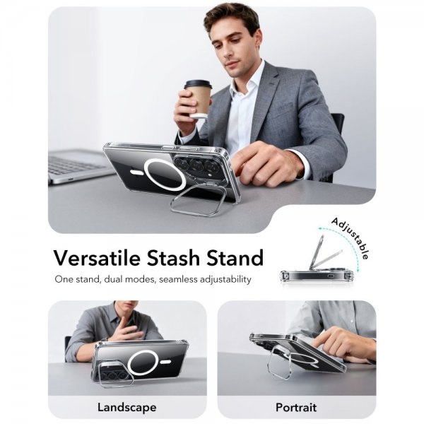 ESR Samsung Galaxy S26 Classic Hybrid Kickstand MagSafe -läpinäkyvä kuori