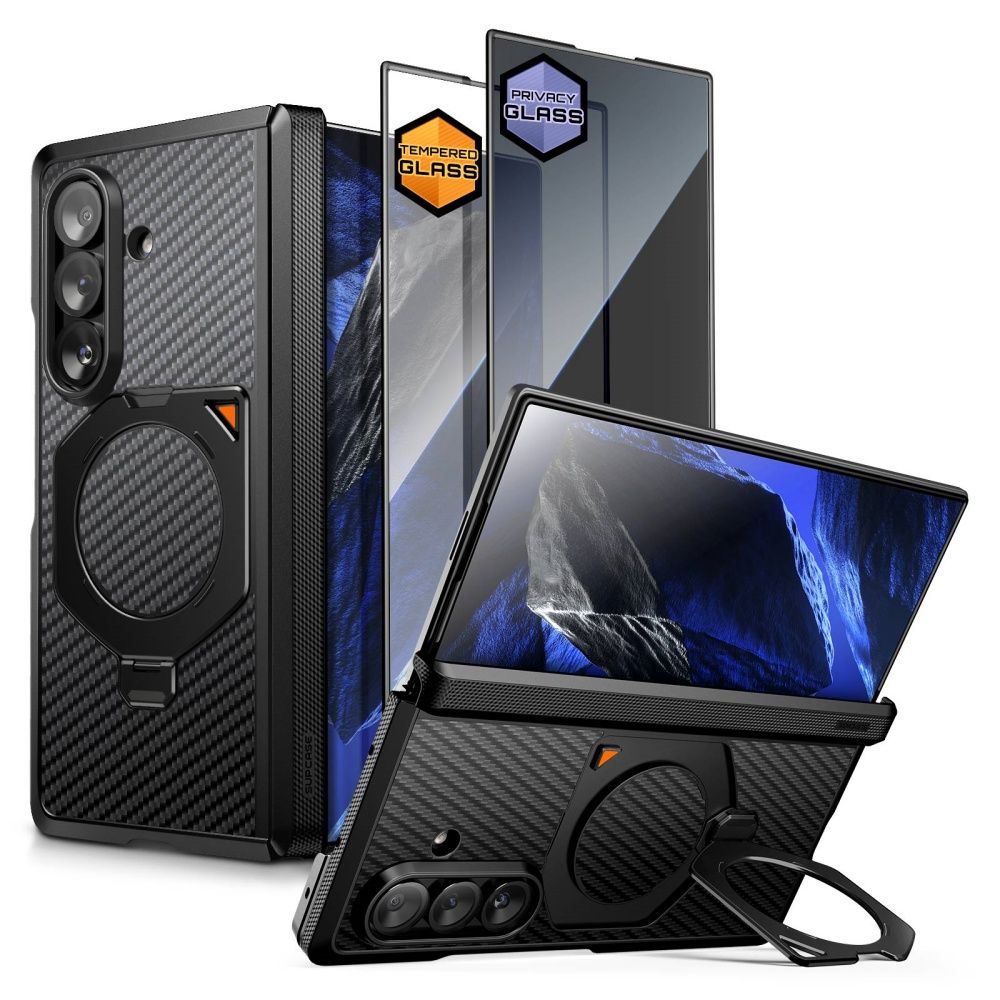 Supcase Samsung Galaxy Z Fold 8 Ultra Kuori Aero MagSafe Hiilikuitu Musta