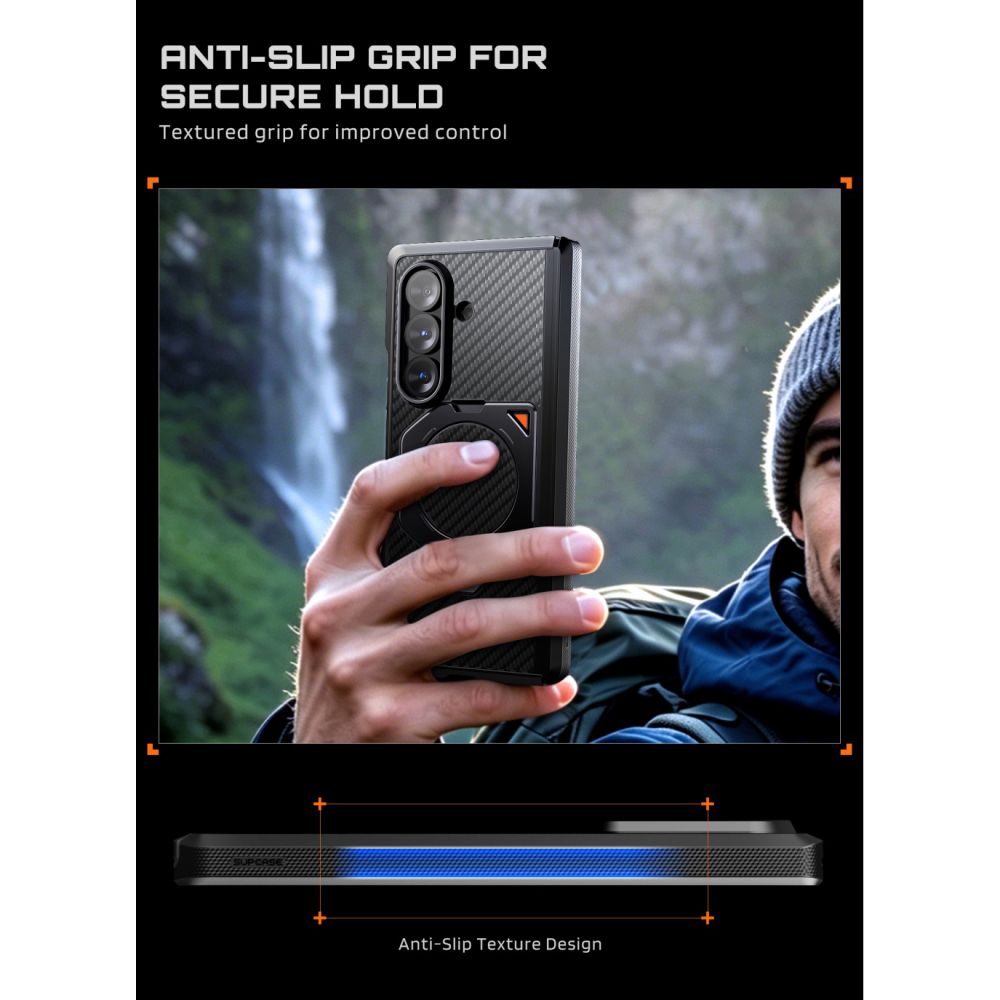 Supcase Samsung Galaxy Z Fold 8 Ultra Kuori Aero MagSafe Hiilikuitu Musta
