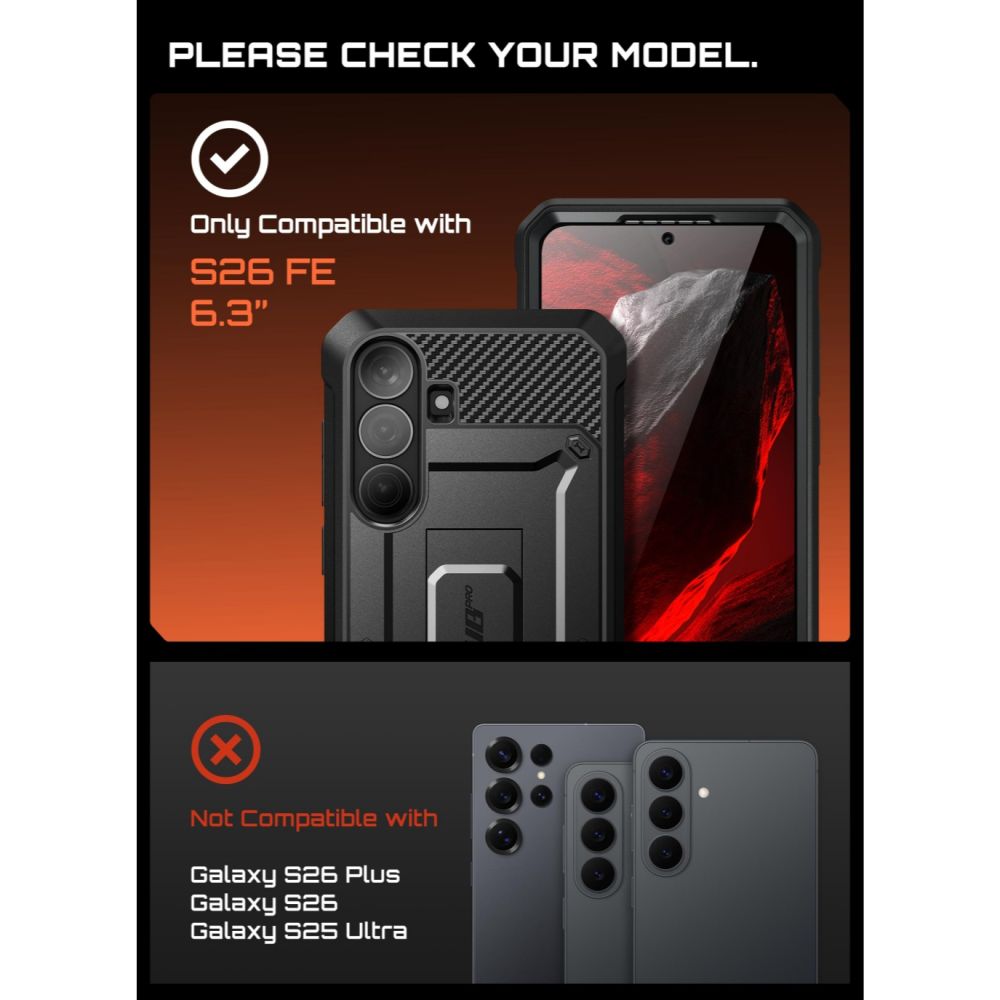 Supcase Samsung Galaxy S26 FE Kuori Unicorn Beetle Pro Musta