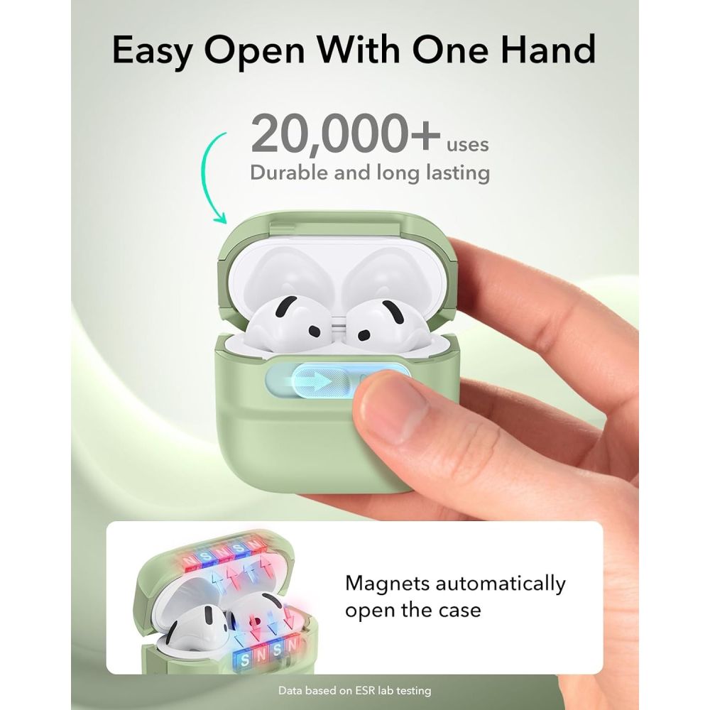 ESR AirPods 4/5 Kuori Pulse FlickLock HaloLock Vihreä