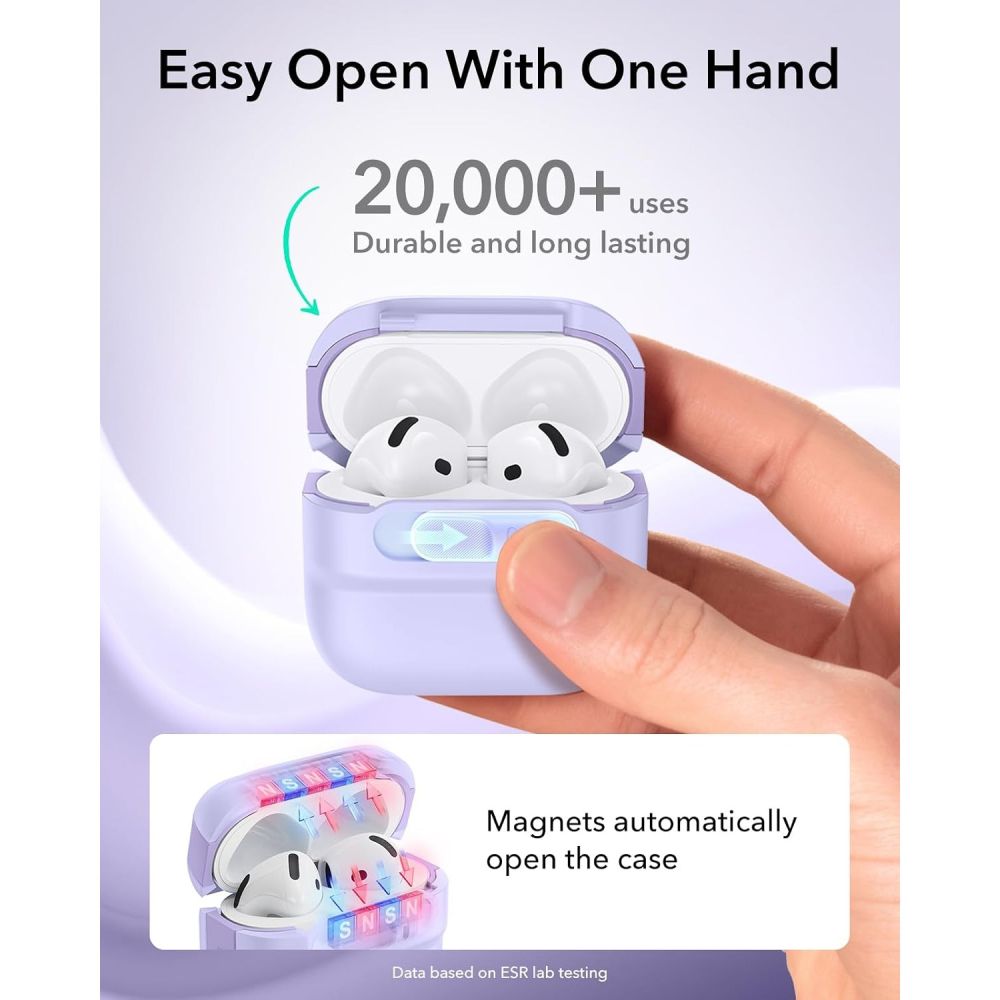 ESR AirPods 4/5 Kuori Pulse FlickLock HaloLock Violetti