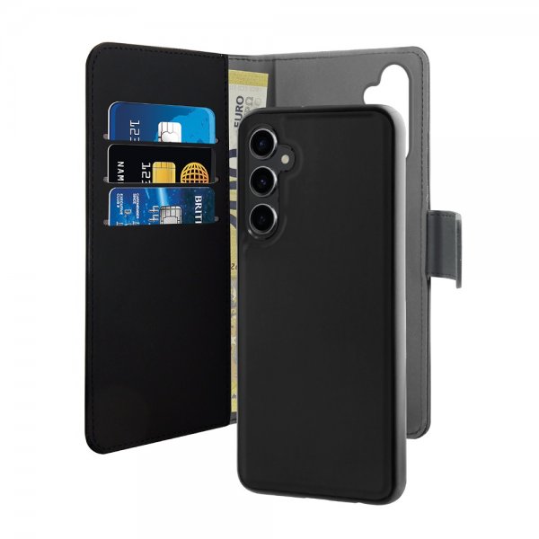 Puro Samsung Galaxy S23 FE Kotelo Wallet Detachable 2 in 1 Musta