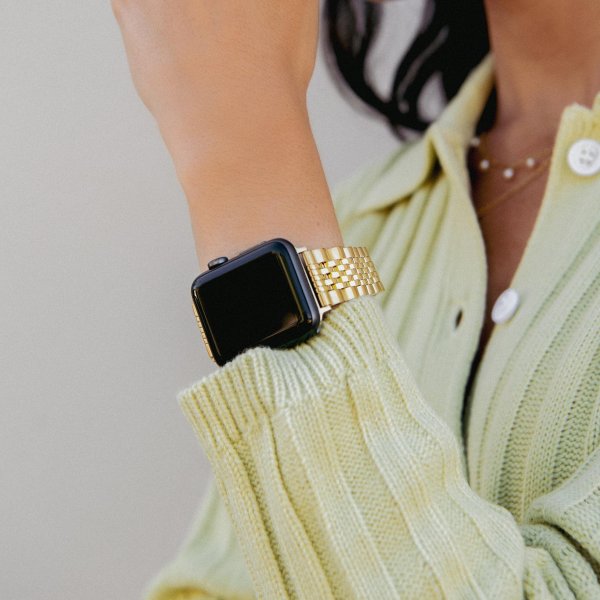 Burga Apple Watch 44/45/46mm/Ultra 49mm ranneke, metalli, kulta