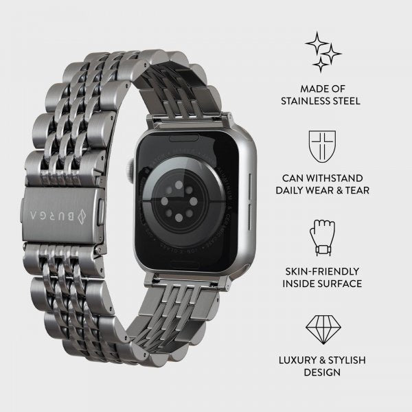 Burga Apple Watch 38/40/41/42mm Metalliranneke Hopea