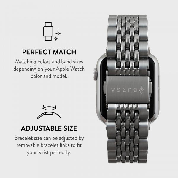 Burga Apple Watch 38/40/41/42mm Metalliranneke Hopea