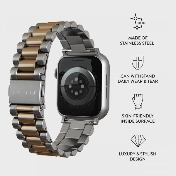 Burga Apple Watch 44/45/46mm/Ultra 49mm ranneke, metalli, hopea, kulta