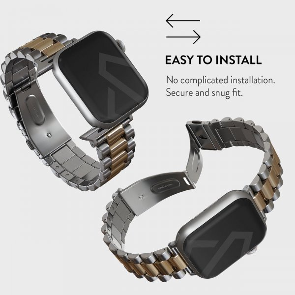 Burga Apple Watch 44/45/46mm/Ultra 49mm ranneke, metalli, hopea, kulta