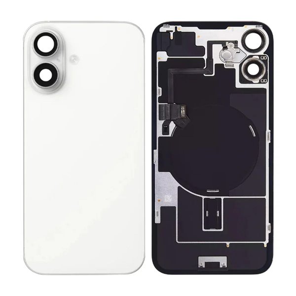 iPhone 16 Plus Takalasi pikkukomponenteilla - Valkoinen