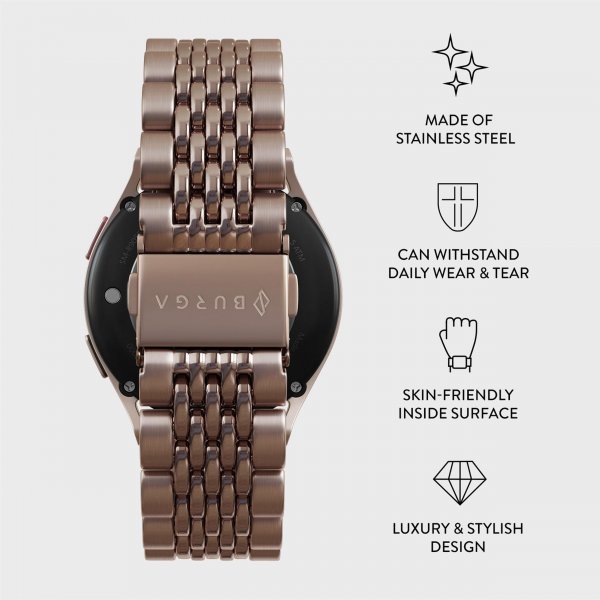 Burga Samsung Galaxy Watch 22mm Ranneke Metalli Ruusukulta