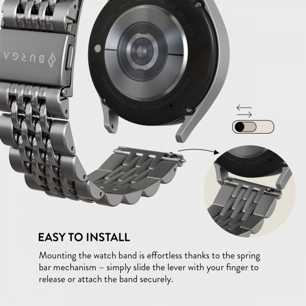 Burga Samsung Galaxy Watch 22mm Ranneke Metalli Hopea
