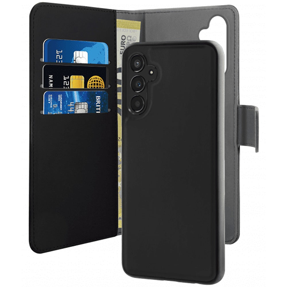 Puro Samsung Galaxy A34 5G -suojakotelo, lompakko, irrotettava 2-in-1, musta