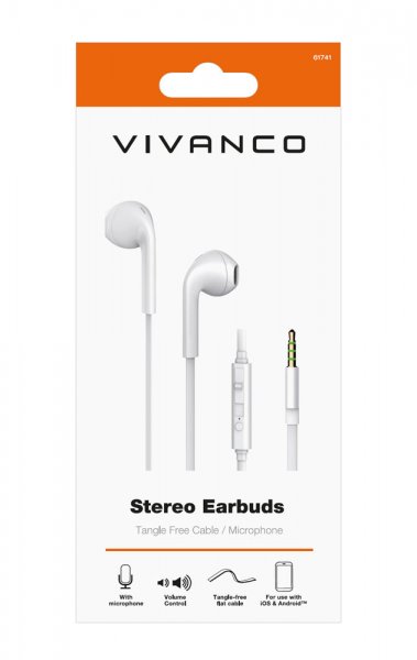 Vivanco Kuulokkeet Stereo Earbuds 3.5mm Valkoinen