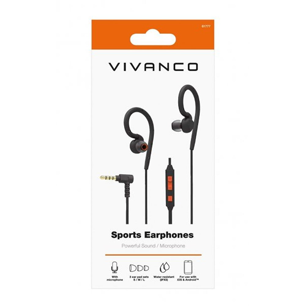 Vivanco Langalliset kuulokkeet Sports Earphones 3.5mm Musta
