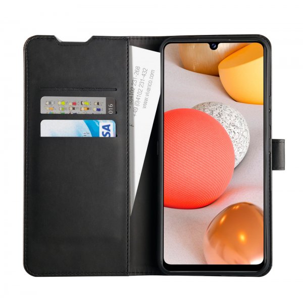 Vivanco Samsung Galaxy A22 5G Classic Wallet -suojakotelo, musta