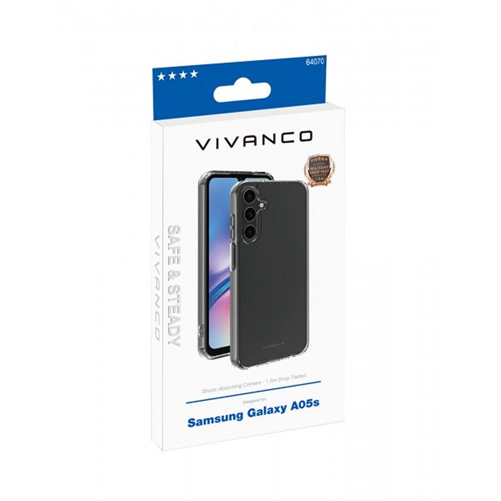 Vivanco Samsung Galaxy A05s kuori Safe & Steady Transparent