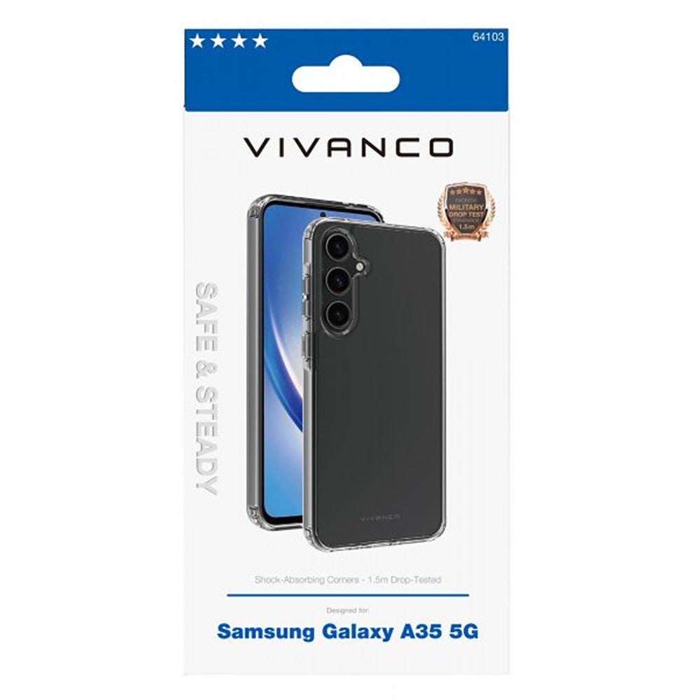 Vivanco Samsung Galaxy A35 Suojakuori Safe & Steady Läpinäkyvä