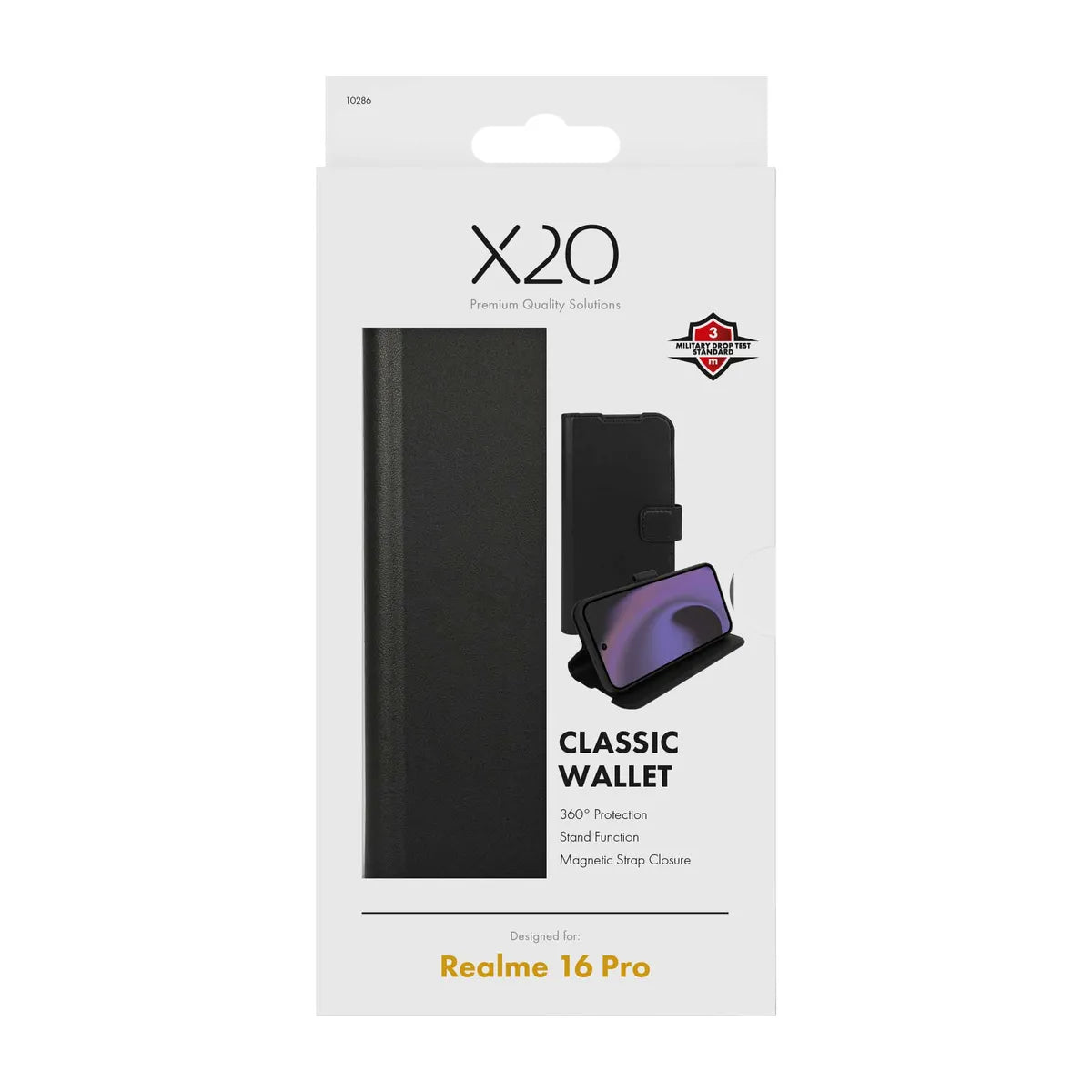 X2O Realme 16 Pro Kotelo Classic Wallet Musta