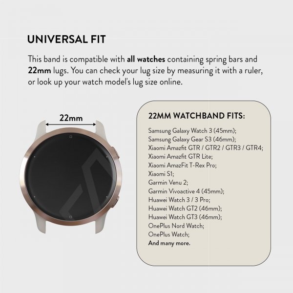 Burga Samsung Galaxy Watch 22mm Ranneke Metal Mesh Ruusukulta
