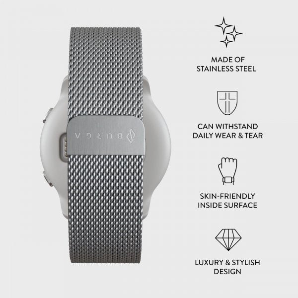 Burga Samsung Galaxy Watch 20mm Ranneke Metalliverkko Hopea