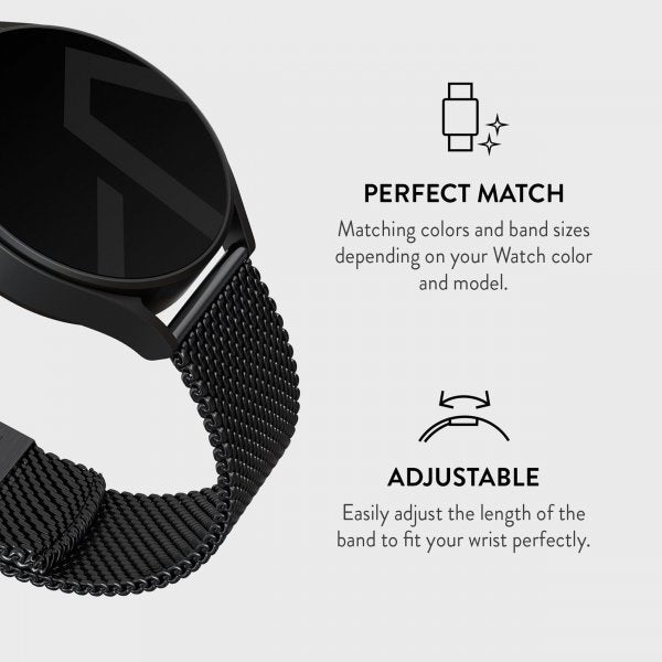 Burga Samsung Galaxy Watch 22mm Ranneke Mesh Elegance Musta
